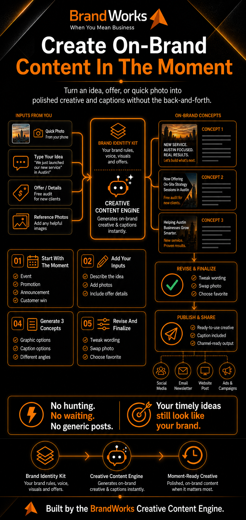 Create On-Brand Content In The Moment infographic.